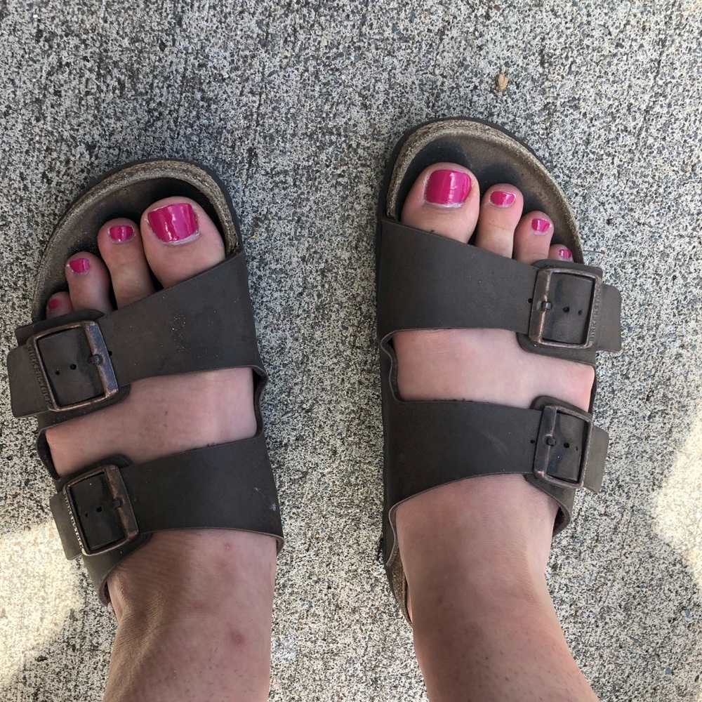 well worn sandals of 4 years
